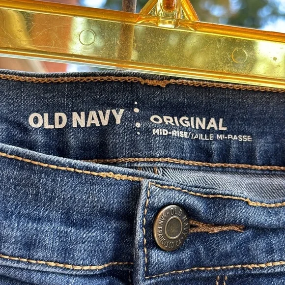 Old Navy Original Mid-Rise Denim Blue Jeans Petite Frayed Hem Distressed 12P - Picture 4 of 16
